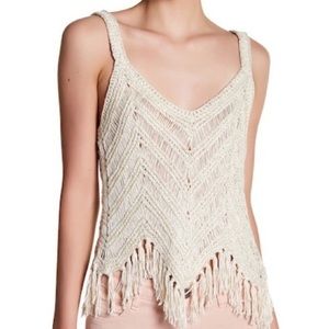 Alice + Olivia Adelina Drop Stitch Fringe Tank Top